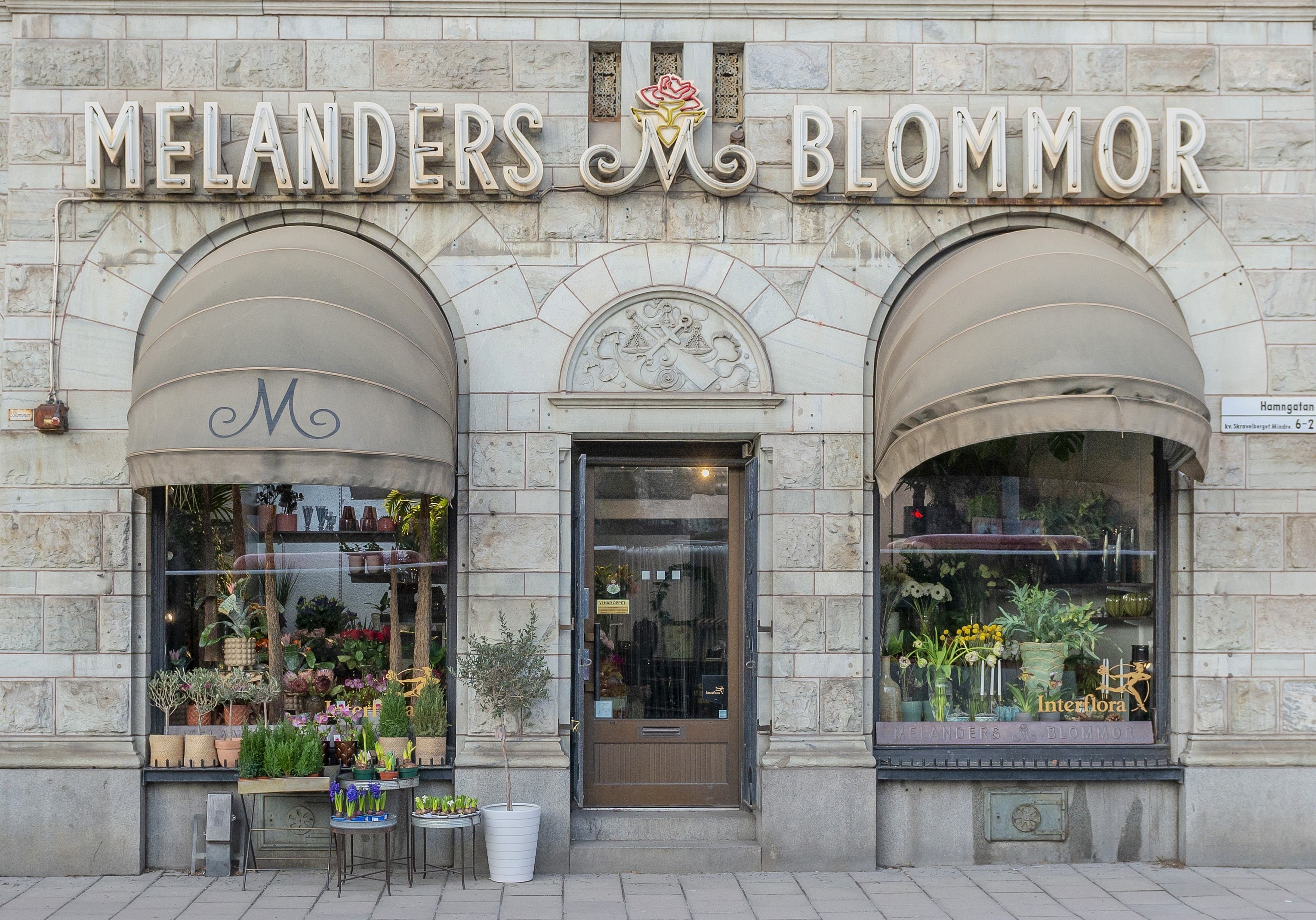 Melanders Blommor butiksfasad, Hamngatan 2